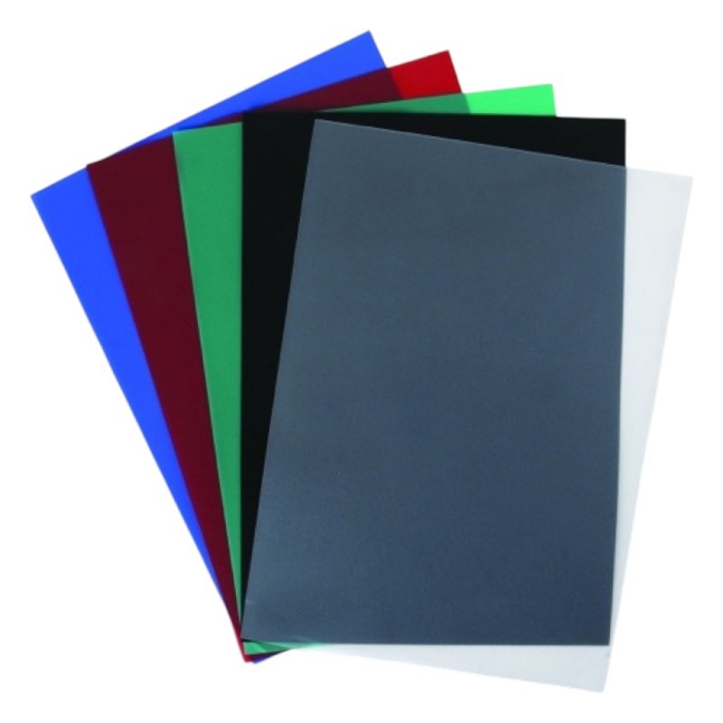 TAPA PLASTICA P/ANILLAR T/CARTA COLOR GUINDO PQTE X 100 UNID.